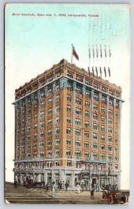 Jacksonville FL~Hotel Seminole St View~Portico~Flag~Automobile~1909 Postcard