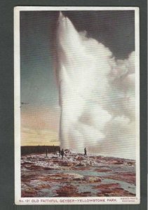 Ca 1930 Real Photo Post Card Yellowstone Park Old Faithful Geyser
