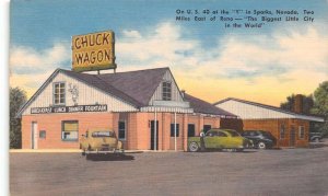 Reno Nevada Chuck Wagon Drive In Restaurant  Color Linen Vintage Postcard U2840