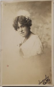 RPPC Wildwood NJ Lovely Woman Betty Formal Dress Feather Headband Postcard I28