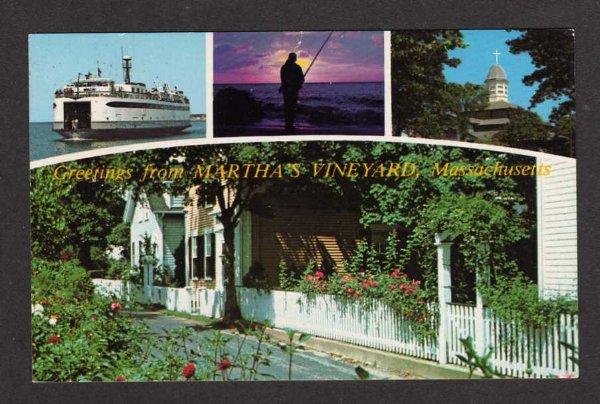 MA Greetings MARTHA'S VINEYARD CAPE COD MASS Postcard Massachusetts