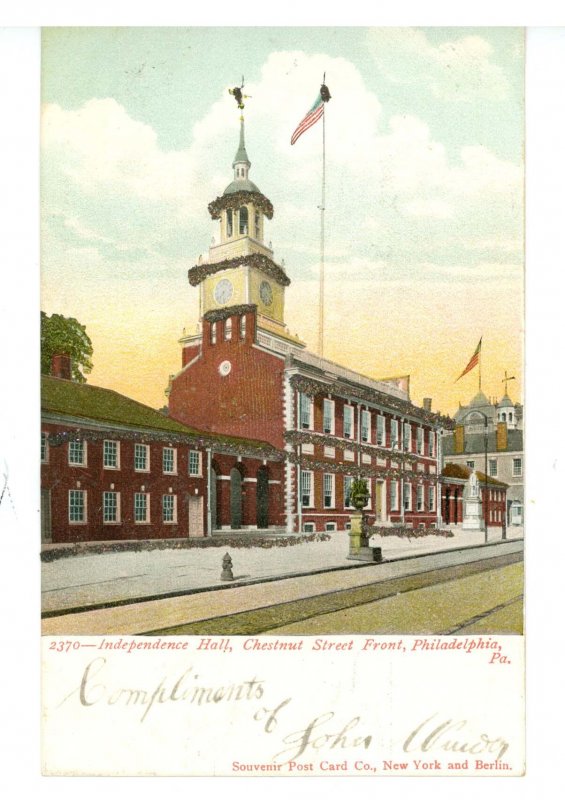 PA - Philadelphia. Independence Hall ca 1906  (glitter)