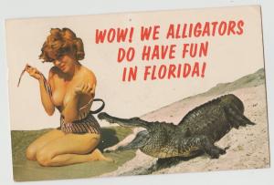 Pinup We Alligators do Have Fun in Florida FL postcard 1970