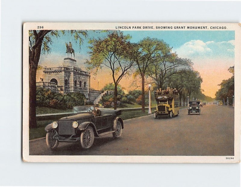 Postcard Lincoln Park Drive, Showing Grant Monument, Chicago, Illinois