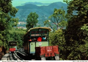 VINTAGE CONTINENTAL SIZE POSTCARD PENANG HILL RAILWAY MALAYSIA MAILED 1970s