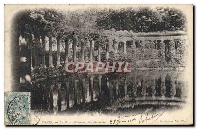 Old Postcard Paris Monceau Park Colonnade