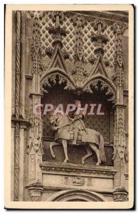 Old Postcard Blois The castle equestrian statue of Louis XII