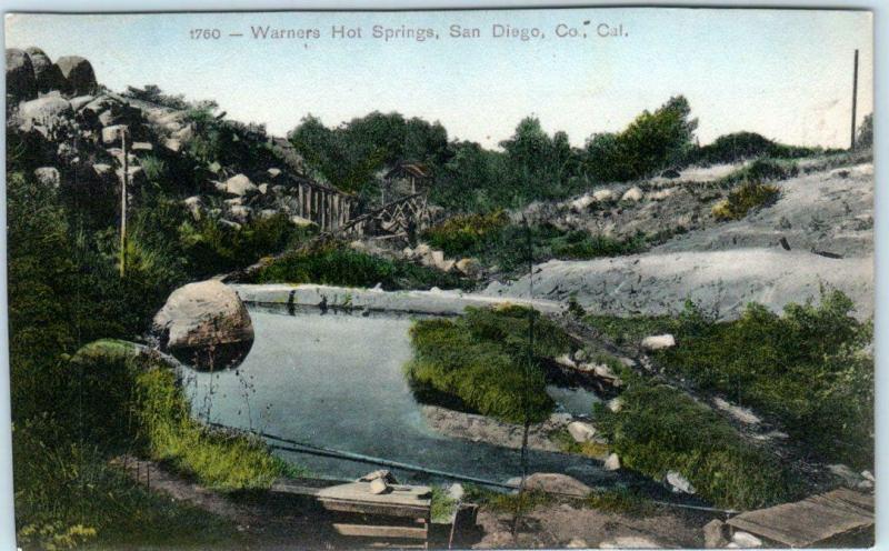 WARNERS HOT SPRINGS, California CA  HANDCOLORED  San Diego County 1910s Postcard