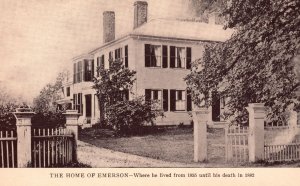 Vintage Postcard 1910's Home Of Emerson Historic Landmark Concord Massachusetts