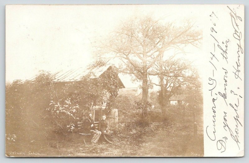 Oelwein Iowa~Orville Christophel Park~Old Couple at Cabin~Pump~Aurora~1907 RPPC 