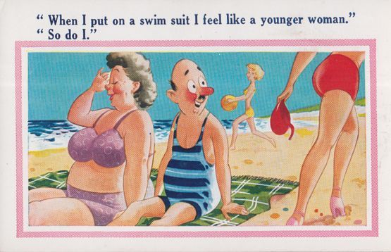 Postcard Humor Woman Look Good In French Bathing Suit Guys Look