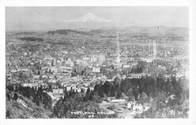 Portland Oregon Birdseye View Of City Real Photo Antique Postcard K93031