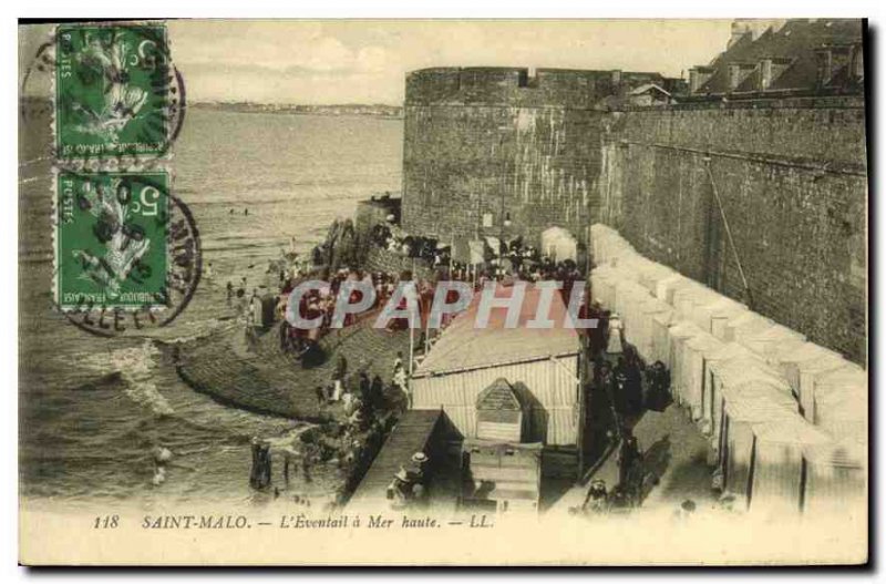 Old Postcard Saint Malo has a Fan High Sea