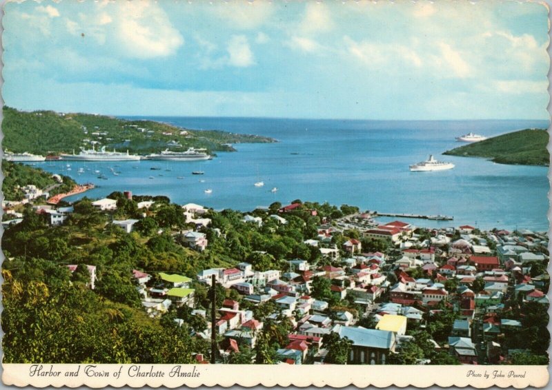 postcard Virgin Islands - Harbor and Town of Charlotte Amalie