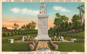 Vintage Postcard 1930's Massengill Memorial Monument Kingsport Bristol & Johnson