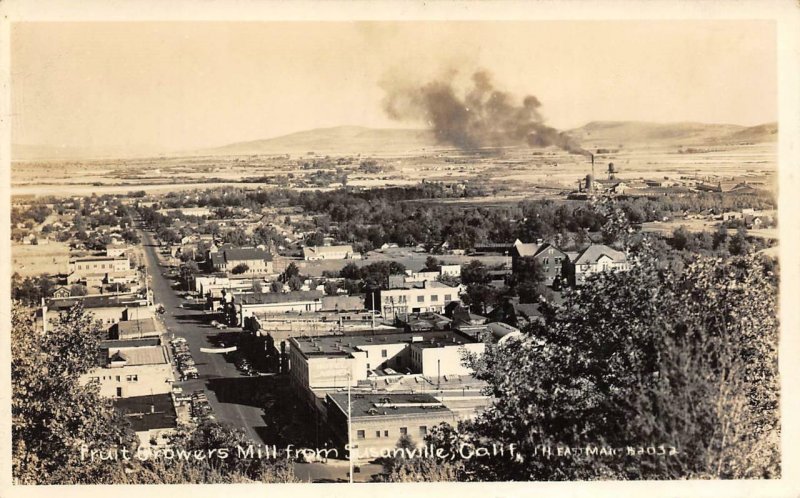 RPPC Fruit Growers Mill from Susanville, CA Street Scene c1940s Vintage Postcard 