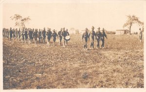 Military Marching Band Scene, Unidentified Location, Real Photo, AA370-8