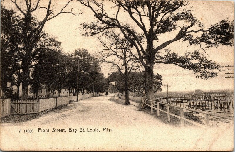 Postcard MS Hancock County Bay St. Louis Front Street Buggy Rotograph ~1905 M46