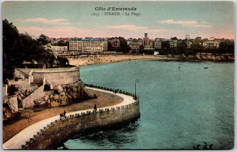 Cote D'Emeraude Dinard - La Plage France Ocean View Buildings Postcard