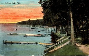 Wisconsin Delavan Lake Scene Along The Shore 1914