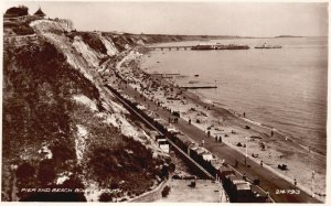 Vintage Postcard Pier & Beach Bourne Mouth Tourist attraction in UK RPPC