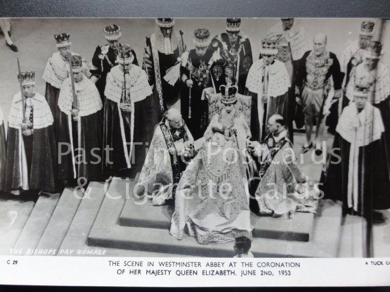 Queen Elizabeth ll Coronation THE BISHOPS PAYS HOMAGE 2nd June 1953 C29 Tuck RP