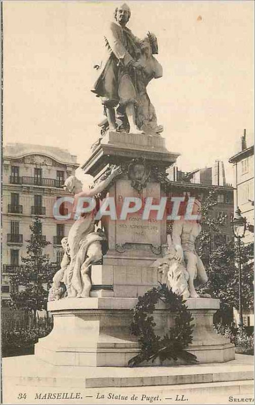 Postcard Old Puget Marseille Statue