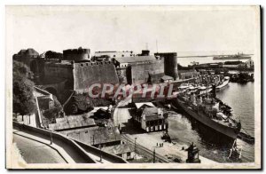 Old Postcard The Chateau Brest and the bay boat