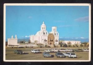 TUCSON ARIZONA SAN XAVIER DEL BAC MISSION OLD CARS VINTAGE POSTCARD