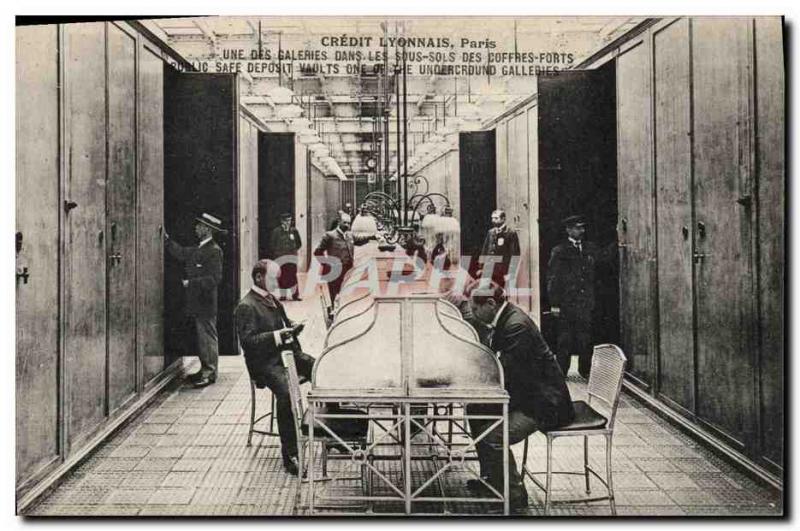 Old Postcard Bank Credit Lyonnais Paris One of the galleries in the basements...