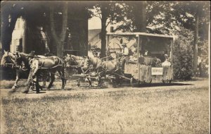 Deerfield Massachusetts MA Parade Float Horse Drawn c1910 Real Photo Postcard