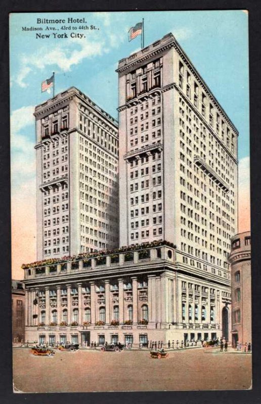 NEW YORK CITY Biltmore Hotel Madison Avenue, 43rd to 44th Street Divided Back