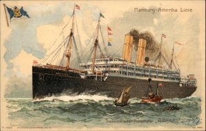 Steamship Boats, Ships Amerika Hamburg America c1900s-20s Postcard