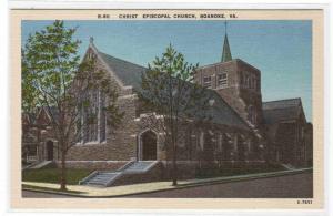 Christ Episcopal Church Roanoke Virginia linen postcard