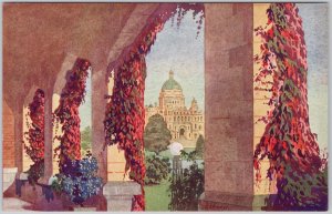 Parliament Buildings from Empress Hotel Victoria BC  Semeyn Artist Postcard H80