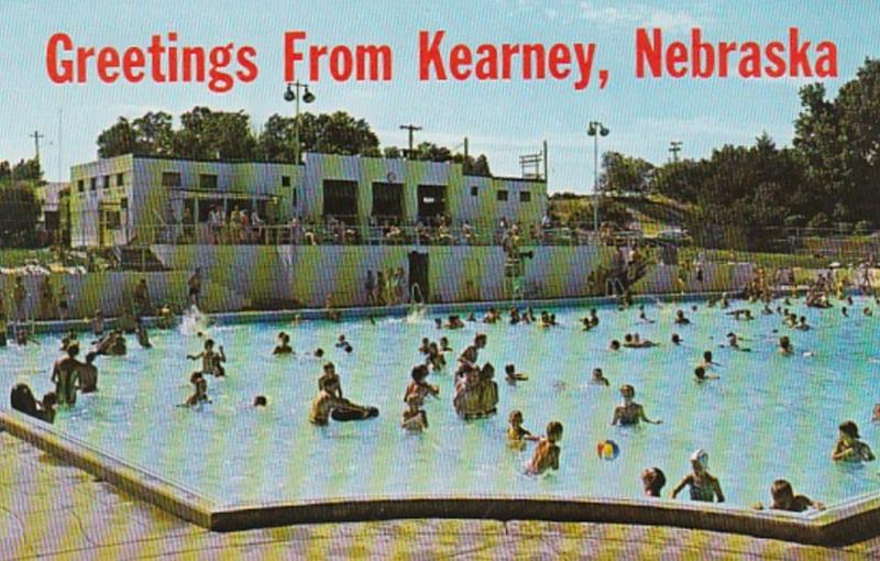 Nebraska Greetings From Kearney Showing Harmon Park Swimming Pool