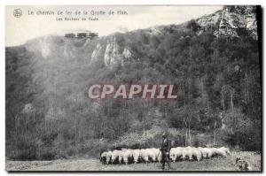 Old Postcard The Railway of the Han Caves The rocks of Faule Shepherd Sheep Dog