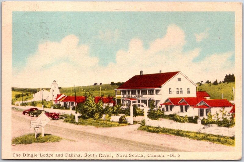 Dingle Lodge and Cabins South River Nova Scotia Canada Street Sign Postcard