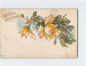 Postcard Birthday Greetings with Roses Embossed Art Print