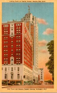 Michigan Lansing Capitol Avenue Looking South Showing Olds Hotel Olds Tower a...