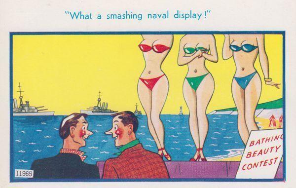 Ship Boat Beauty Queen Parade Miss World Sexy Sea Models Comic Humour Postcard