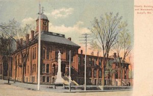 AUBURN, ME Maine COUNTY BUILDING~Court House & CIVIL WAR MONUMENT 1917 Postcard