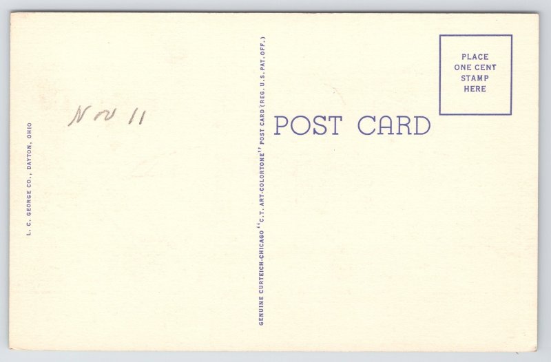 Dayton Ohio~Masonic Temple & Grounds~Linen Postcard