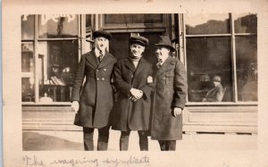 1920s - 1930s Anonymous People Three Young Men Real Photo Postcard