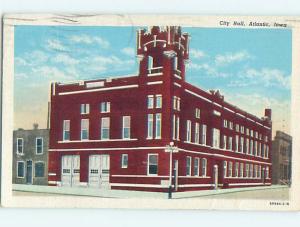 Linen CITY HALL SCENE Atlantic Iowa IA hs6158