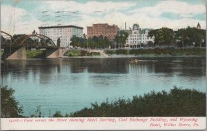 Postcard Across River Hotel Sterling Coal Exchange Wyoming Hotel Wilkes Barre PA