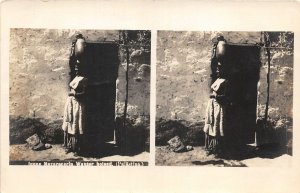 Lot123 nazarinean girl  bringing water  Palestine  israel stereocard