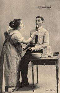 Vintage Postcard 1907 Donation Funny Comic Couple Moments Funny Reaction