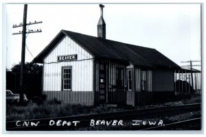 1969 CNW Depot Beaver Iowa IA Railroad Train Depot Station RPPC Photo Postcard