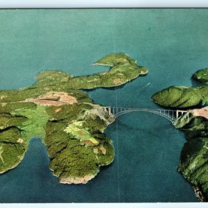 c1950s Nagasaki, Japan Saikai Largest Bridge Litho Photo Fukuda Postcard Vtg A31